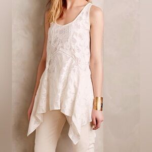Anthropologie cream semi sheer tank top blouse